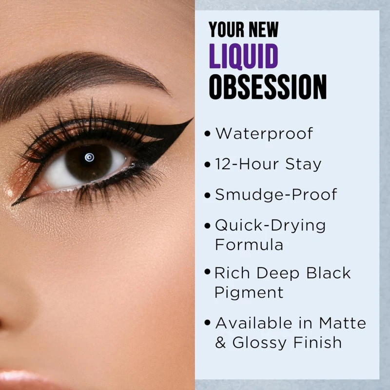 Hilary Rhoda Eye Callin' Liquid Black Eyeliner | Long Lasting Liquid Eyeliner | Matte & Glossy Finish | Waterproof Formula | 12-Hour Stay | Glides on Flawlessly | 3ml (Shiny | Shade 02) thumbnail 5